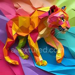 seamless Seamless 3D PBR Texture of Colorful Origami-style Cougar with Geometric Low Poly Facets texture 8k free download PBR