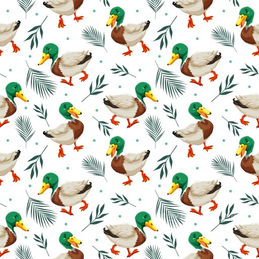 Pattern PBR Texture Featuring Cartoon Ducks and Leaf Motifs seamless Pattern Bundle PBR texture
