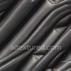 seamless Seamless 3D PBR Black Pebbled Leather Texture with Quilted Stitched Panels texture 8k free download PBR