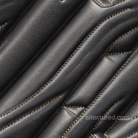 Black Pebbled Leather Texture with Quilted Stitched Panels Leather texture preview