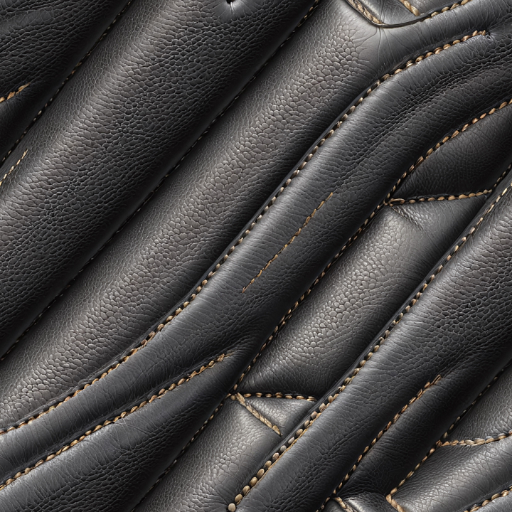 Black Pebbled Leather with Quilted Stitched Panels seamless PBR texture preview