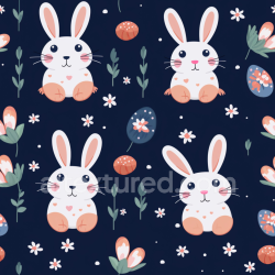 seamless Seamless 3D PBR Texture Featuring Cute Easter Bunnies and Floral Designs texture 8k free download PBR