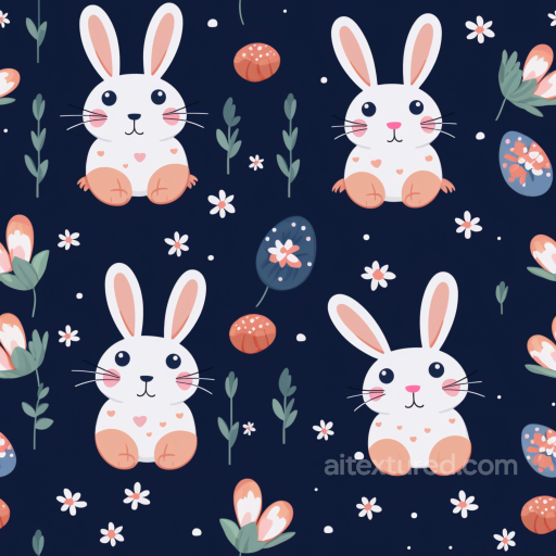 Featuring Cute Easter Bunnies and Floral Designs seamless All Easter Digital paper PBR texture