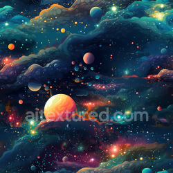 seamless Seamless 3D PBR Space Texture Featuring Vivid Nebulae and Diverse Planets texture 8k free download PBR