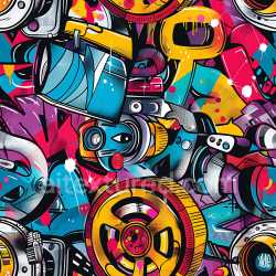 seamless Seamless 3D PBR Graffiti Texture Featuring Colorful Urban Mural & Spray Art texture 8k free download PBR