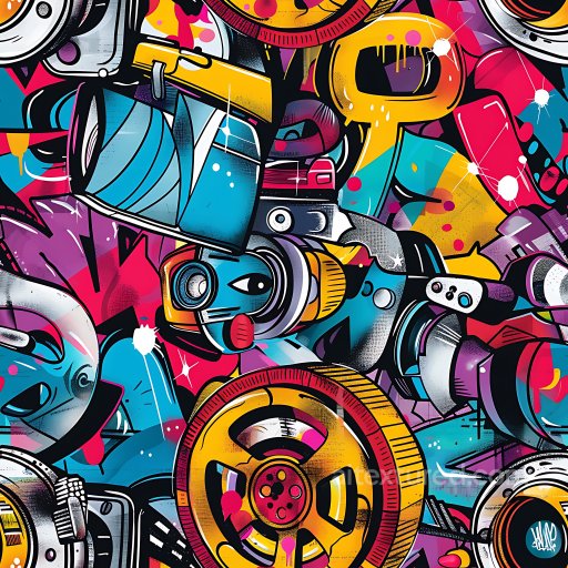 Seamless 3D PBR Graffiti Texture Featuring Colorful Urban Mural & Spray Art texture preview