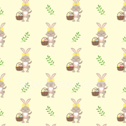 seamless Seamless 3D PBR Texture of Cute Easter Bunny with Basket and Greenery texture 8k free download PBR
