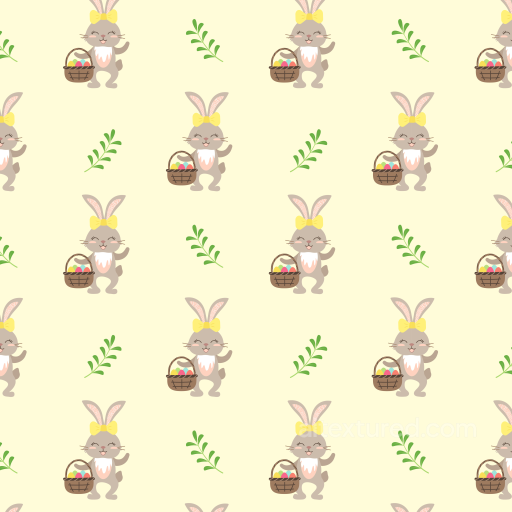 All Christmas Digital paper Texture of Cute Easter Bunny with Basket and Greenery seamless All Christmas Digital paper PBR texture