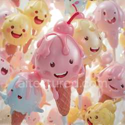 seamless Seamless 3D Inflated PBR Texture of Playful Cute Ice Cream Plush in Pastel Colors texture 8k free download PBR
