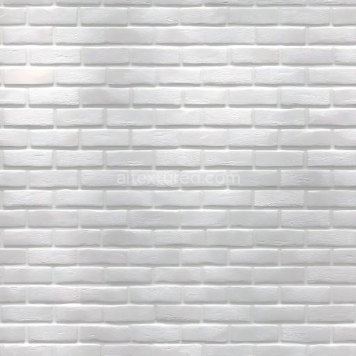 Seamless 3D White Cracked Brick Wall PBR Texture with Subtle Damage
