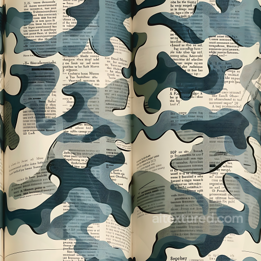 Urban Newspaper Camouflage PBR Texture with Blue, Beige & Dark Gray Blobs seamless Color Camouflage PBR texture