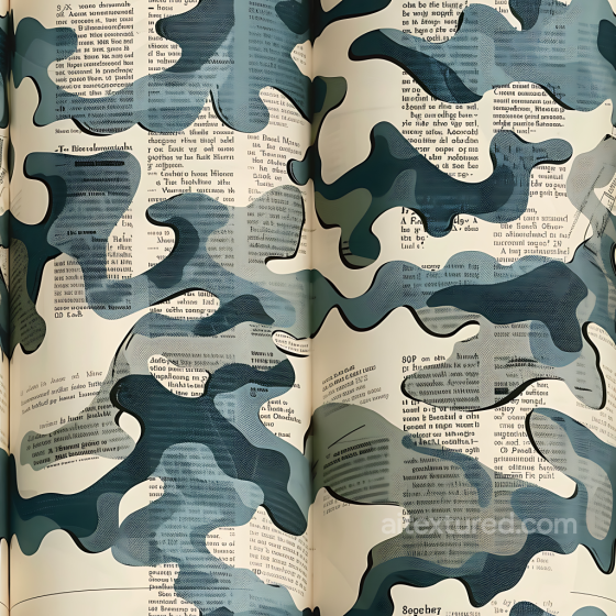 Urban Newspaper Camouflage PBR Texture with Blue, Beige & Dark Gray Blobs Color Camouflage texture preview