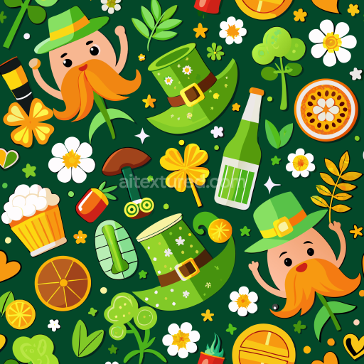 Seamless 3D PBR Texture of St Patrick Themed Vector Digital Paper Pattern