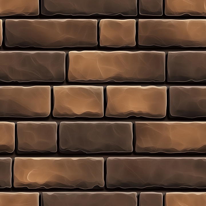Cracked Brick Wall with Rich Brown and Dark Shadows seamless PBR texture preview