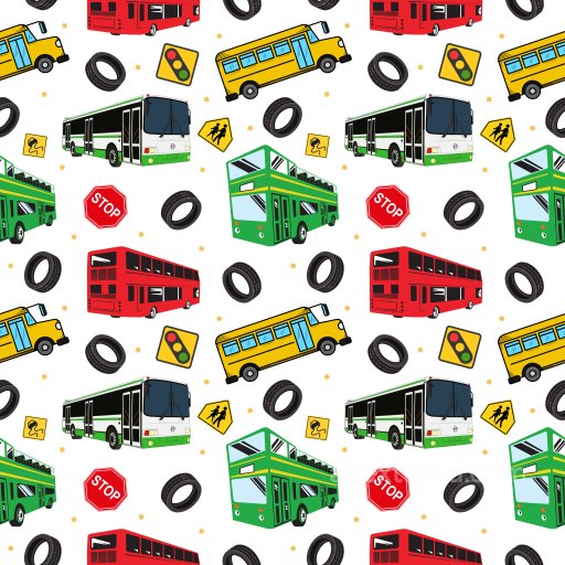 Pattern PBR Texture Featuring Colorful Buses and Road Signs seamless Pattern Bundle PBR texture