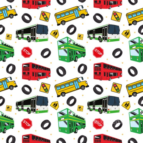 Pattern PBR Texture Featuring Colorful Buses and Road Signs Pattern Bundle texture preview