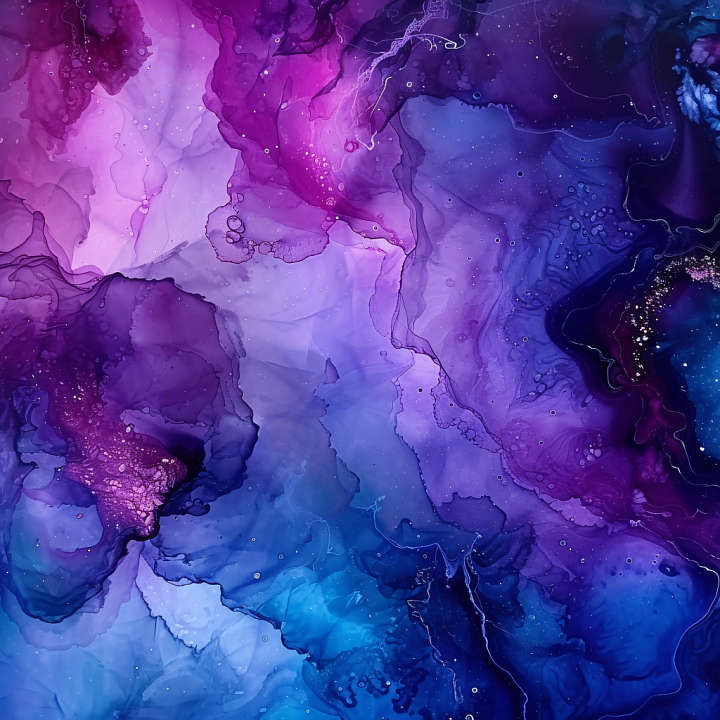 Alcohol Ink Featuring Violet and Blue Fluid Marbling with Translucent L… seamless PBR texture preview