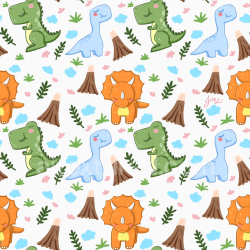 seamless Seamless 3D PBR Texture of Adorable Cartoon Dinosaur Fabric Pattern texture 8k free download PBR