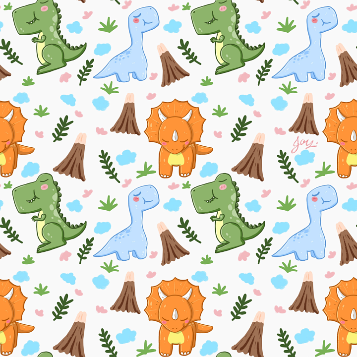 Baby Boy of Adorable Cartoon Dinosaur Fabric Pattern seamless PBR texture preview