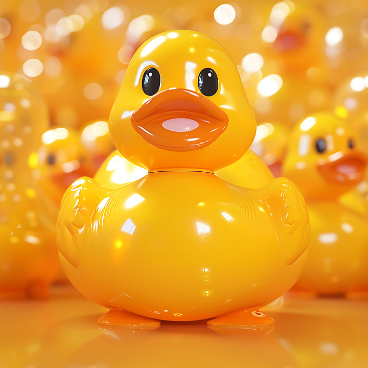 Inflated Rubber Duck with Glossy Yellow Finish seamless PBR texture preview