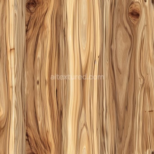Seamless 3D Light Hickory Wood PBR Texture with Natural Knots & Grain