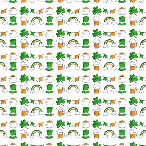Seamless 3D PBR Texture of Festive St Patrick Pattern with Cartoons
