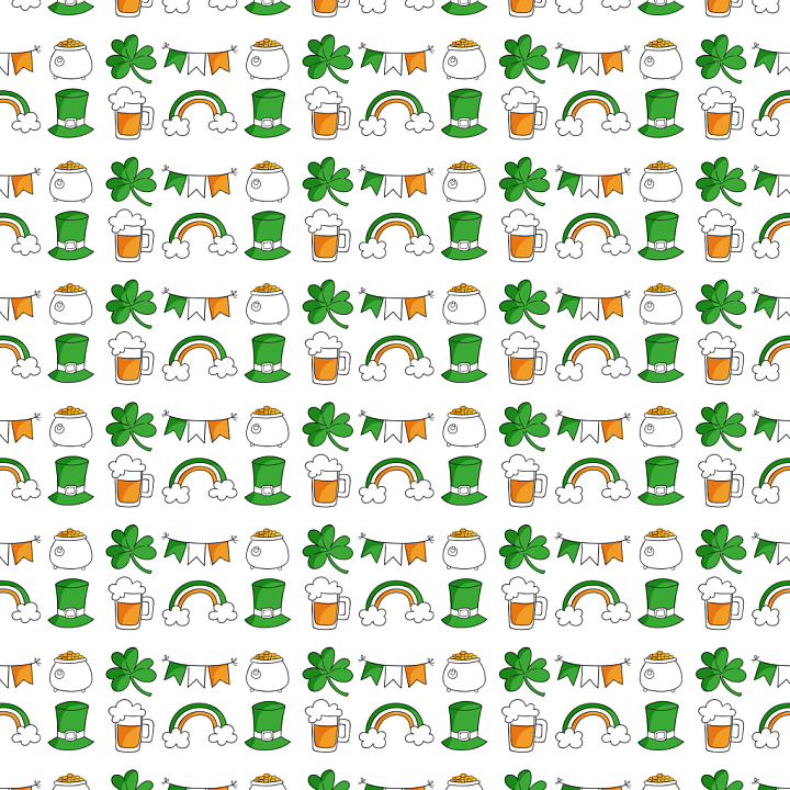 Festive St Patrick Pattern with Cartoons seamless PBR texture preview