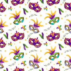 Pattern Bundle - Seamless 3D Pattern PBR Texture with Mardi Gras Masks, Feathers & Stars texture preview