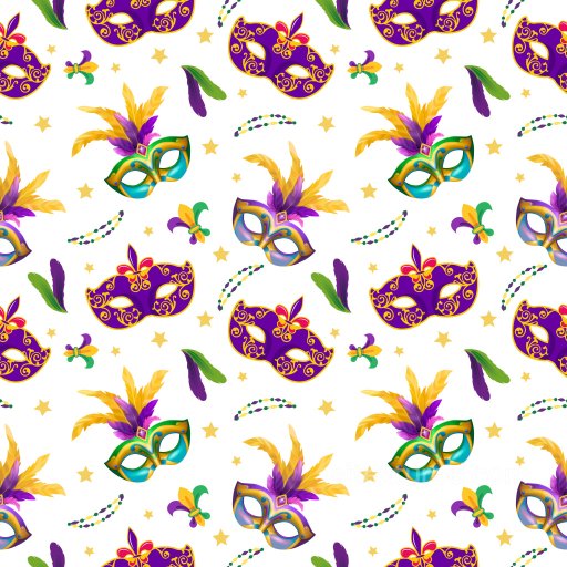Pattern PBR Texture with Mardi Gras Masks, Feathers & Stars seamless Pattern Bundle PBR texture