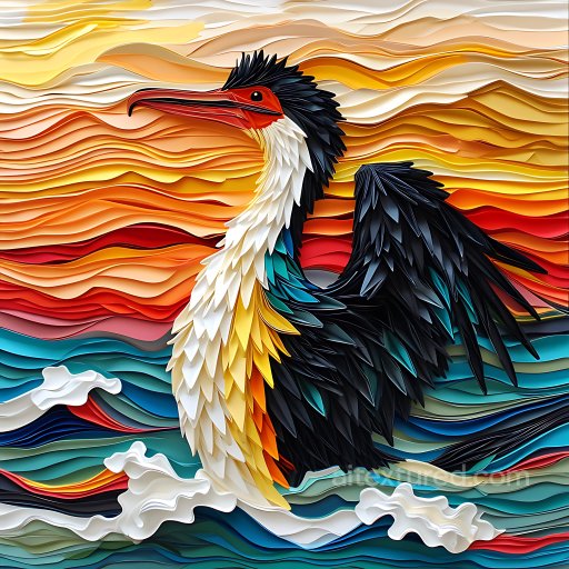 Animal - Seamless 3D PBR Texture Featuring Vivid Cormorant Feather Pattern and Ocean Waves texture preview