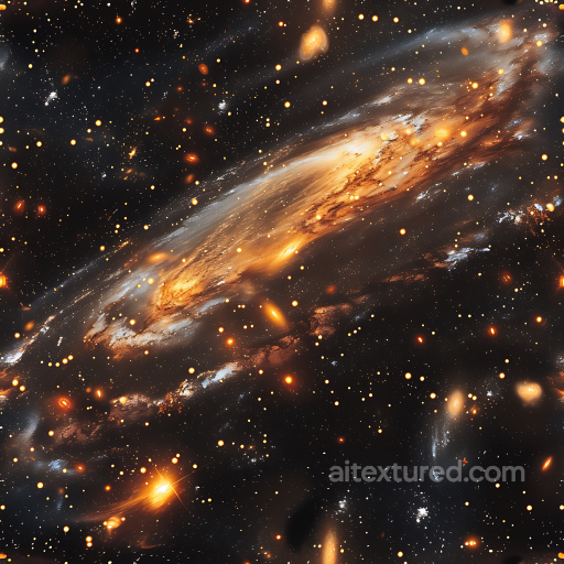 Space Texture Featuring Glowing Galaxy and Starfield in Warm Hues seamless Star, space, planets PBR texture