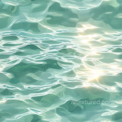 Stylized Turquoise Sea Water Seamless Texture with Soft Ripples and Light Reflections seamless Water PBR texture
