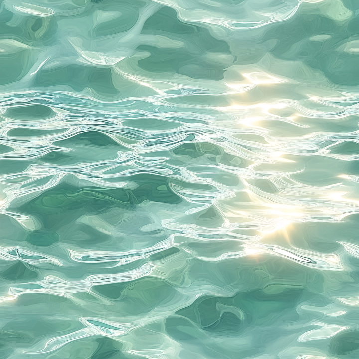 Stylized Turquoise Sea Water with Soft Ripples and Light Reflections seamless PBR texture preview