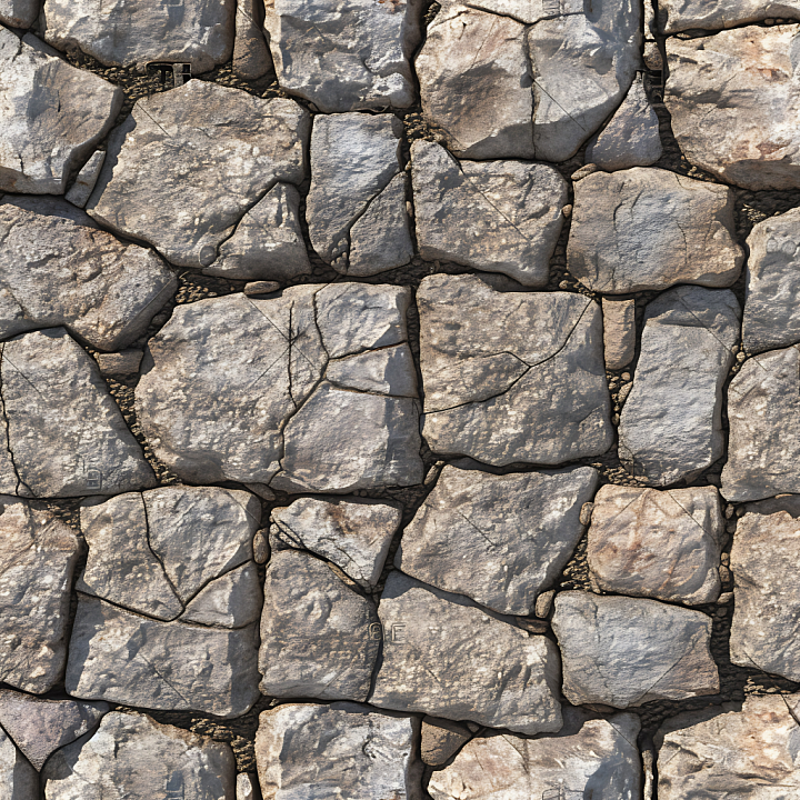 Weathered Stone Wall with Natural Cracks and Earthy Tones seamless PBR texture preview