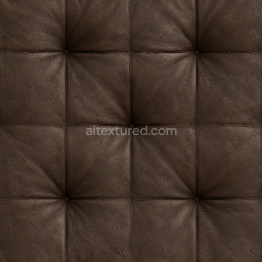 Seamless 3D Texture PBR 8K Quilted Dark Brown Leather with Soft Grain