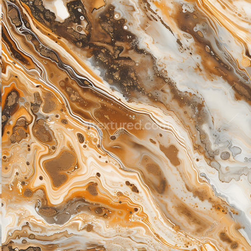 Seamless 3D Caramel and Bronze Marble PBR Texture with Fluid Organic Veins