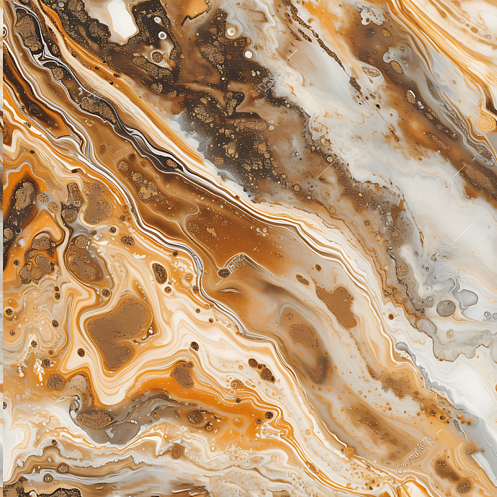 Caramel and Bronze Marble with Fluid Organic Veins seamless PBR texture preview