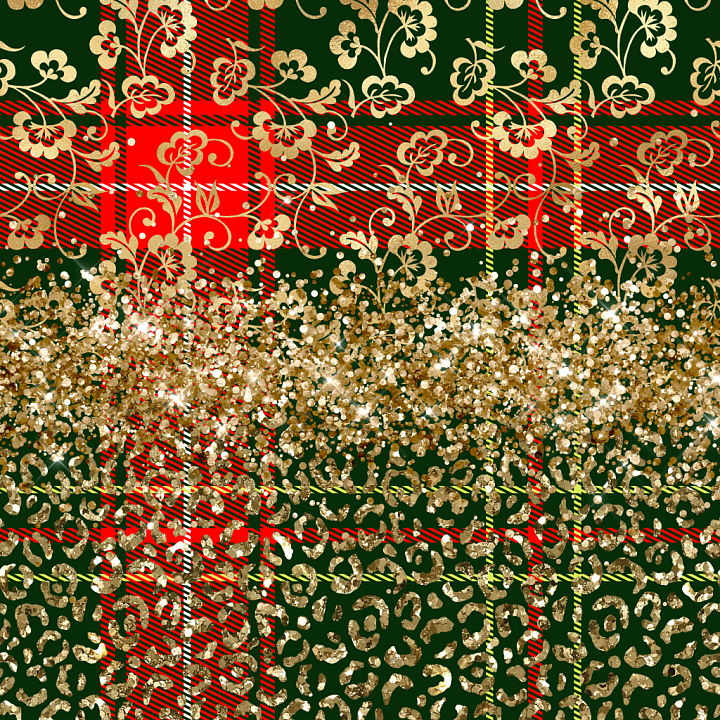 All Christmas Digital paper of Festive Gold Glitter Overlay on Red and… seamless PBR texture preview