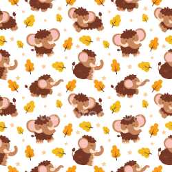 Pattern Bundle - Seamless 3D Pattern PBR Texture Featuring Cute Cartoon Mammoths with Autumn Leaves and St… texture preview