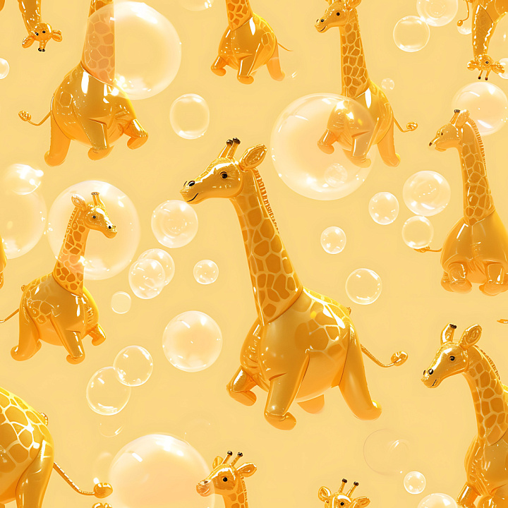 Inflated Vinyl Giraffe Toy in Yellow seamless PBR texture preview