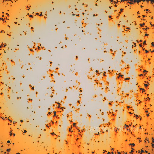 Rusted Metal PBR Texture Featuring Cracked, Corroded Surface with Orange Rust Patches seamless Rust PBR texture