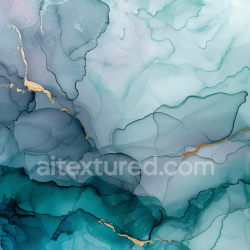 seamless Seamless 3D Alcohol Ink PBR Texture Featuring Teal Fluid Waves and Gold Accents texture 8k free download PBR