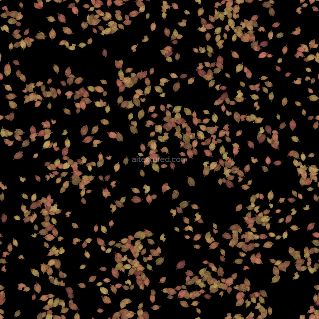 Seamless PBR texture of scattered colorful leaves