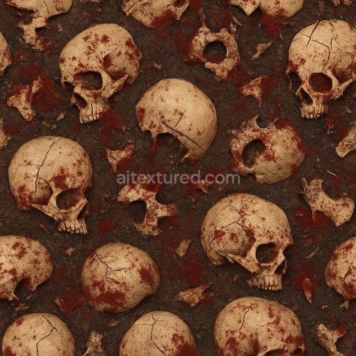 Seamless 3d texture pbr 8k cracked bone and skull surface Halloween