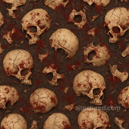 Cracked Bone And Skull Surface Halloween seamless Halloween PBR texture