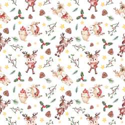 Pattern Bundle - Seamless 3D Pattern PBR Texture Featuring Cute Watercolor Christmas Reindeer and Holiday… texture preview