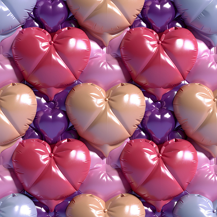 Inflated Heart-Shaped Vinyl Balloon in Pastel and Bold Colors seamless PBR texture preview