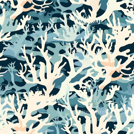 Ocean Coral Camouflage PBR Texture with Blue and Cream Organic Shapes seamless Color Camouflage PBR texture