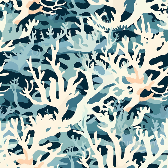 Ocean Coral Camouflage PBR Texture with Blue and Cream Organic Shapes Color Camouflage texture preview