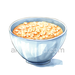 seamless Breakfast Bowl Illustration of Oat Groats in a Blue Ceramic Bowl texture 8k free download PBR